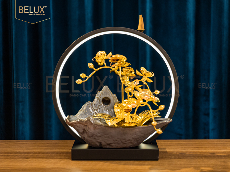 Lan Trầm Tiểu Cảnh   mạ vàng 24k&nbsp;30x20x30cm